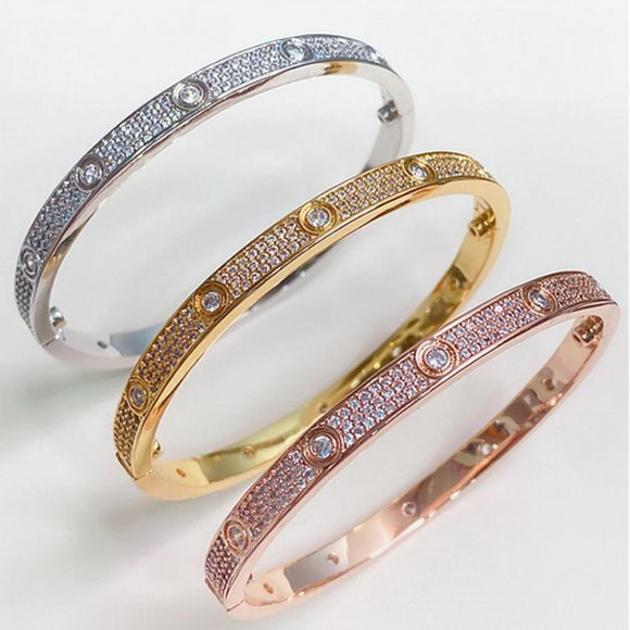 Shine Love V Stainless Steel Bracelets SET of  3 Zirconium - Picture 3 of 5